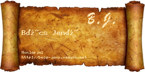 Bécs Jenő névjegykártya